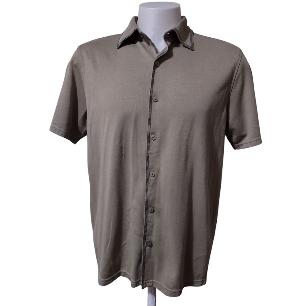 Zorrel Button Down Shirt Men's Size Large Casual Collared Embroidered Green Soft